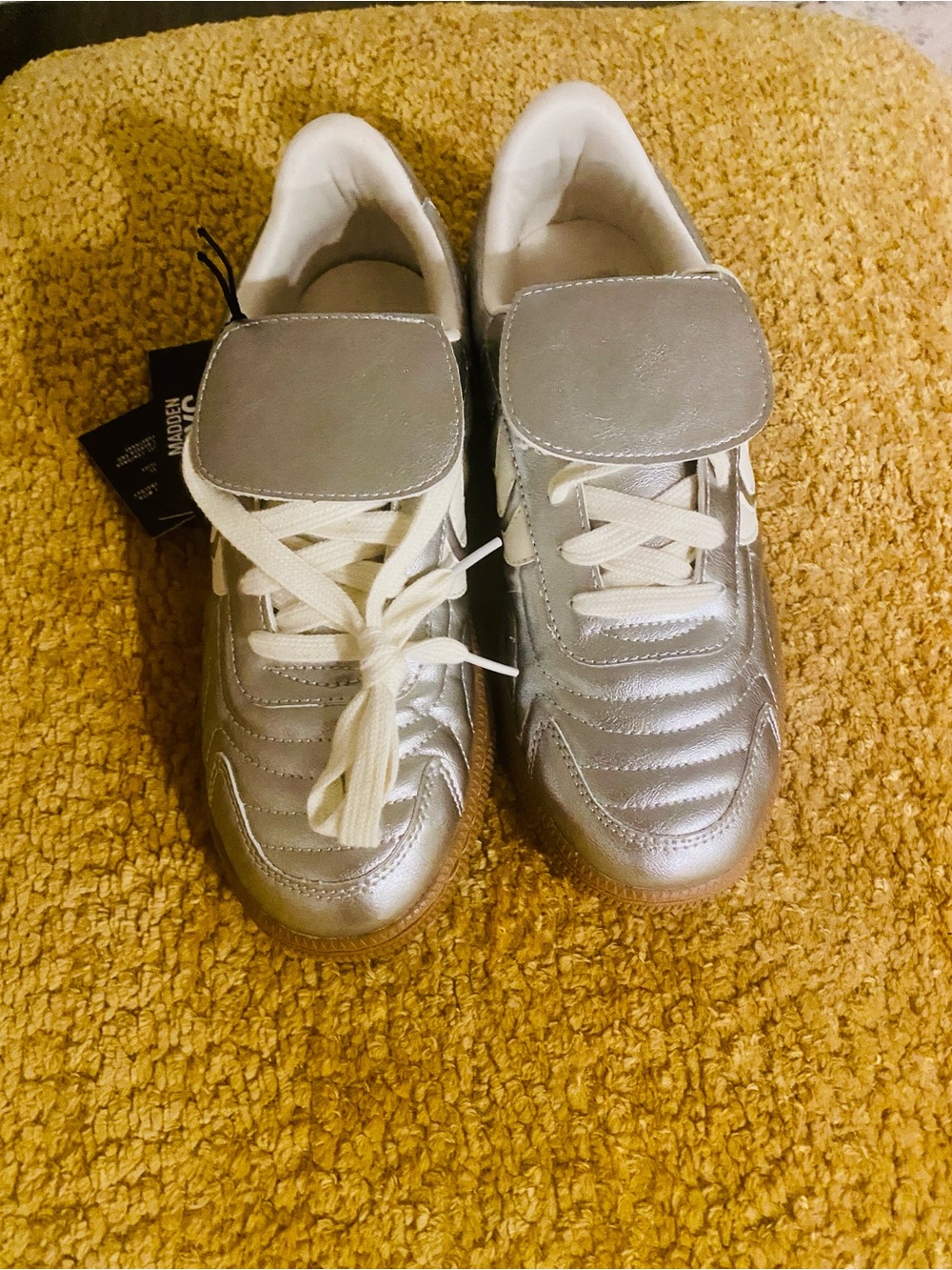 Madden NYC Metallic Silver Women's Lace & Velcro Sneakers